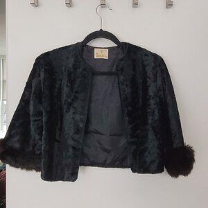 Vintage black velvety boxy jacket